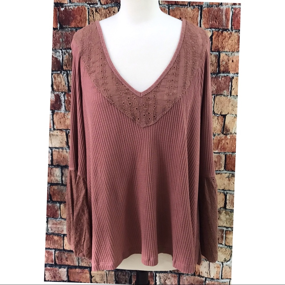 Free People Parisian Nights Bell Sleeve Shirt - Picture 2 of 8